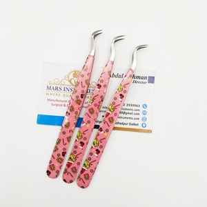 Pinces à épiler de Noël, design de haute qualité, pinces à épiler pour extensions de cils, pinces à épiler courbées en J, acier inoxydable, pointes en fibre solide - Product Image 4