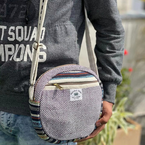 New 2025 Handmade <b>Round</b> Hemp Crossbody Bag Eco-Friendly Boho <b>Sling</b> Bag with Zipper Pocket Himalayan Natural Hemp Shoulder Bags - Product Image 2