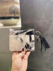 กระเป๋าใส่เหรียญหนังวัวขนสัตว์มาใหม่กระเป๋าคลัทช์มีสไตล์กระเป๋าสตางค์แบบบางสีเทอร์ควอยซ์กระเป๋าถือหนังแบบตะวันตกใช้ได้ทั้งชายและหญิง - Product Image 4