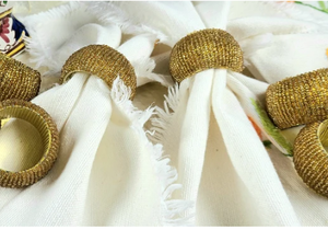 แหวนผ้าเช็ดปากลูกปัดสีทองวินเทจ - Product Image 5