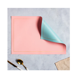 แผ่นรองจานกันลื่นทรงกลมสองโทนสีแผ่นรองจานหนังบนโต๊ะอาหารดีไซน์ตามสั่งสีธรรมชาติ - Product Image 5