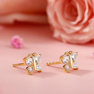 Jeulia Fluttering Butterfly Sterling <b>Silver</b> <b>Stud</b> Earrings for Girls Rose Gold Plated with Zircon - Product Image 6