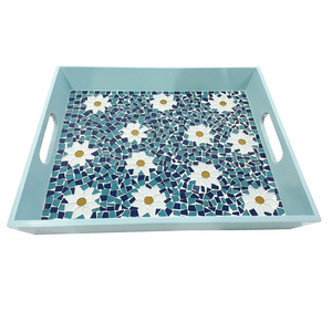 Juego de bandeja de servicio rectangular de decoración navideña de diseño personalizado de calidad superior arte de vidrio hecho a mano para el hogar cocina precio barato - Product Image 6