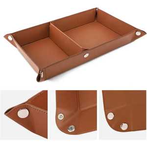 Bandeja de Servicio de Cuero PU Duradero con Base de Terciopelo, Plateado Personalizable y Vajilla para Frutos Secos y Regalos de Hospitalidad, India - Product Image 2