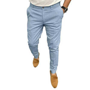 Pantalones de lino y algodón de alta calidad 2025, Pantalones rectos informales para hombre en colores sólidos - Product Image 1