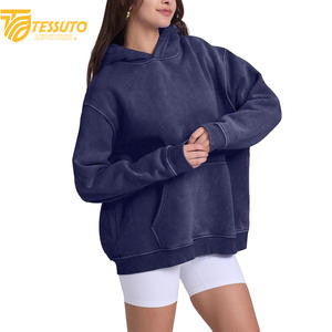 Vente en gros de sweats à capuche de haute qualité, couleur unie, avec impression de logo sur mesure, 100% coton, courts pour femmes - Product Image 1