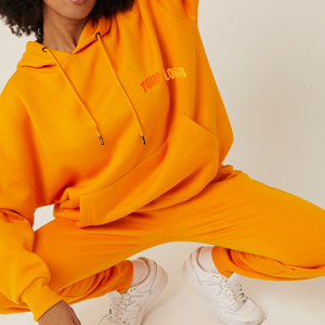 Custom Autumn 2025 Streetwear French Terry 100% <b>Cotton</b> Hooded Sweatshirt Pants Vintage Plus Size Oversize Tracksuits for Woman - Product Image 2