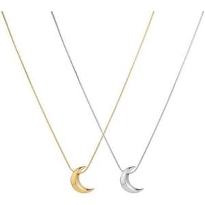 Collier pendentif croissant de lune en acier inoxydable, bijoux minimalistes pour femmes, chaîne serpent argentée ou dorée, cadeau quotidien - Product Image 3