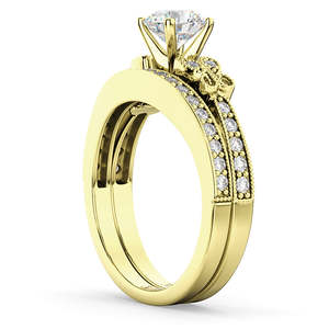 Anillo de Compromiso y Matrimonio de Oro Amarillo de 14k con Diseño de Mariposa y Diamantes de 0.42ct - Product Image 3