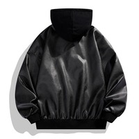 Veste en cuir d'hiver à capuche pour homme, style vintage tendance, cuir véritable noir, style hip hop, luxe