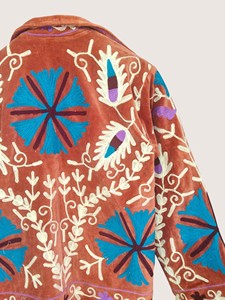 Chaqueta Casual de Invierno para Mujer, Talla Grande, de Terciopelo Bohemio con Bordado Suzani, Ecológica, de Manga Larga y Cuello Redondo - Product Image 4