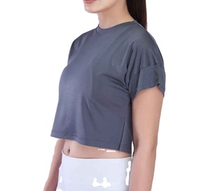 เสื้อครอปท็อปผู้หญิง NURAK SPORTS คอกลม แขนสั้น ลายเรียบ ผ้าฝ้าย 100% แห้งเร็ว ระบายอากาศดี เหมาะสำหรับฤดูร้อน ปรับแต่งได้ - Product Image 3