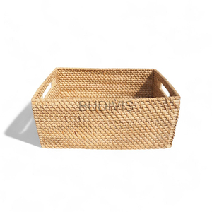 Cesta de mimbre natural al por mayor, cestas de mimbre decorativas rectangulares de almacenamiento para Estilismo de cocina - Product Image 2
