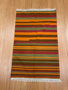 Alfombra de Algodón Tejida a Mano, Abstracta, Multicolor, Ecológica, Lavable, Antideslizante, de Pelo Corto, Tonos Cálidos y Naturales, Estilo Moderno Artesanal - Product Image 2