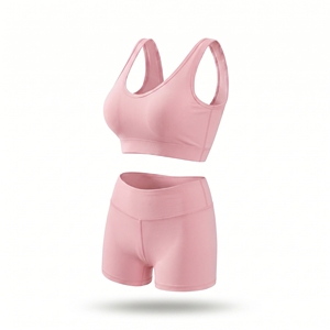 Conjunto Deportivo de Yoga para Mujer de Alta Calidad, 2 Piezas, Sin Costuras, Cintura Alta, Logotipo Frontal, Color Sólido, Ecológico, para Gimnasio y Entrenamiento - Product Image 3