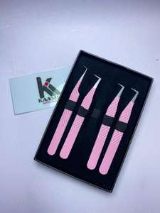 Pakistan-Made Logo personnalisé imprimé beauté extension de cils pince à épiler ensemble 10mm longueur poignée confortable OEM ODM - Product Image 5