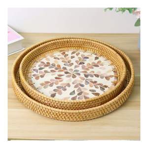 Plateau de service en rotin en osier de bambou naturel de haute qualité pour ustensiles de cuisine accessoires de maison et artisanat de décoration - Product Image 6