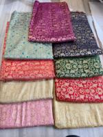Tissu brocart de soie Banarasi de luxe, qualité supérieure, tissé à la main, jacquard brodé, tricoté, poids moyen, vêtements ethniques pour garçons et filles