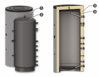 Réservoirs tampons verticaux pour chaudières à tube d'eau, avec gaine en PVC, haute efficacité thermique, capacité 2000 litres, design esthétique, origine Bulgarie, garantie 2 ans