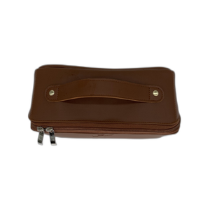 Nueva bolsa de cosméticos de PVC al por mayor con logotipo personalizado Material de PU marrón claro maquillaje Linda bolsa de cosméticos con cremallera hecha en Vietnam - Product Image 1