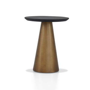 Table d'appoint simple en aluminium faite à la main avec finition en laiton antique, plateau rond durable pour le salon ou la chambre à coucher - Product Image 1