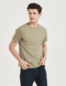 Camiseta de algodón de gama alta 120s con tratamiento de amoníaco líquido transpirable Comfort Fit para hombre - Product Image 3