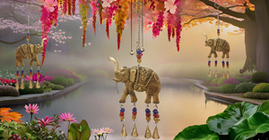 Campanas de viento de Metal con forma de elefante de hierro para exteriores, hogar, balcón, jardín, adorno colgante de energía positiva para decoración del hogar - Product Image 6