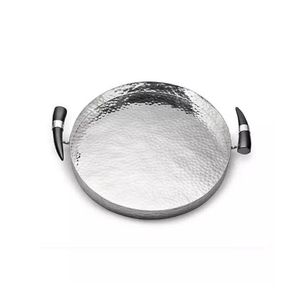 Plateau de service de meilleure qualité en acier inoxydable avec poignée en laiton, plateau de service au design moderne, tasse avec logo personnalisé, assiette de service ronde et carrée - Product Image 4