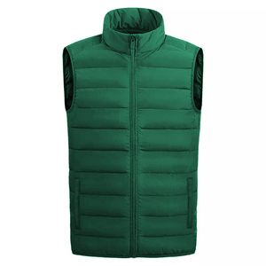 Venta completa de fábrica, chaleco acolchado brillante sin mangas de invierno, chaqueta con logotipo personalizado, chalecos de burbuja para hombre con cuello de pie - Product Image 1