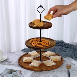 Top <b>3</b>-<b>Tiers</b> Modern Wooden And Metal round <b>Cake</b> <b>Stand</b> Detachable Professional and Romantic Handmade - Product Image 5
