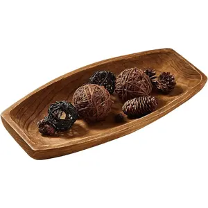 ความต้องการสูง เรือรูปร่างชามแป้งไม้ตกแต่งชามแป้งไม้รูปไข่สําหรับการจัดหาทั่วโลกจากอินเดีย - Product Image 2