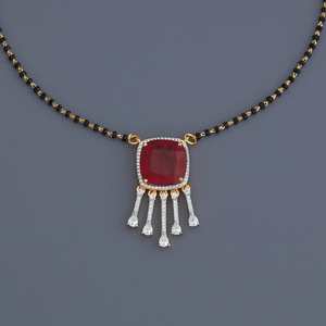 Zircon Mangalsutra Crystal <b>Necklace</b> 178536 Product - Product Image 1