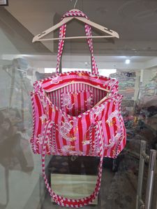 กระเป๋าผ้าฝ้ายพิมพ์ลายเสือโบฮีเมียนทำด้วยมือกระเป๋าสะพายไหล่ลายทางเป็นมิตรต่อสิ่งแวดล้อมสำหรับฤดูร้อนใช้ในชีวิตประจำวัน - Product Image 2