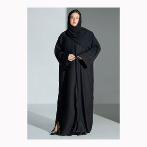 Lujo señoras Kaftan seda gasa vestidos oración Dubia Abaaya seda Jilbab mujeres turco abierto árabe Abaya vestido musulmán para mujeres - Product Image 1