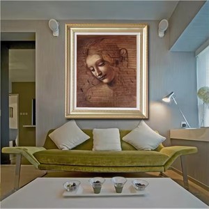 Reproducción de pintura al óleo de Leonardo <span class=keywords><strong>Da</strong></span> <span class=keywords><strong>Vinci</strong></span> Estilo clásico 'Cabeza de una mujer joven' con base de lienzo de China a la venta - Product Image 2