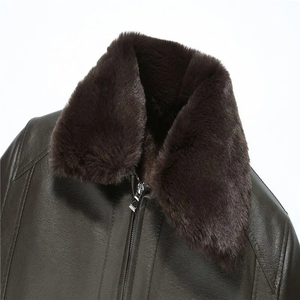 แจ็กเก็ตหนัง PU สีดำสำหรับผู้ชายมีซิปตกแต่งปักลาย - Product Image 4