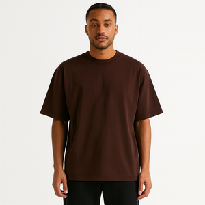 T-shirt à col roulé surdimensionné en coton 100% personnalisé de qualité supérieure 2025, streetwear, coupe ample, tricoté, t-shirts vierges, faible MOQ, impression de logo - Product Image 1