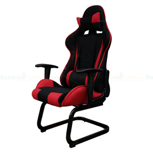 Home Office Red Leather Gaming <b>Chair</b> with Steel Frame Adjustable Armrest Contemporary Design Kneeling Base & Extendable Design - Product Image 1