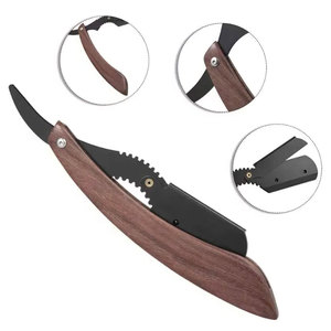 Maquinillas de afeitar con mango de madera Maquinilla de afeitar profesional de acero inoxidable de una sola hoja Barbero Straight Edge Razor - Product Image 1