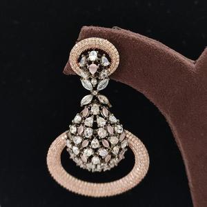 Boucles d'oreilles étincelles zircon or rose moderne pour la fête et les fêtes Accessoires de mode avec pierre zircon - Product Image 1