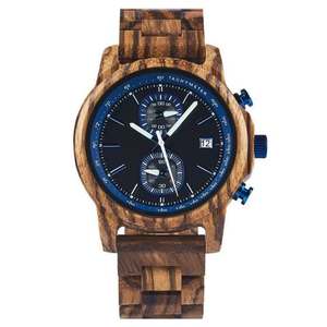 Montre en bois faite à la main avec bracelet en cuir de vache véritable, montre en bois de bambou, cadeau d'anniversaire pour lui, cadeau pour les garçons d'honneur, cadeau pour le père - Product Image 3