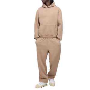 Calidad superior personalizado impreso propio su logotipo invierno peso pesado con capucha pulóver sudaderas con capucha pantalones de chándal hombro caído Color sólido - Product Image 4