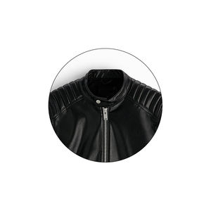 Veste bomber pour homme en cuir véritable à col montant, style hiver, noir vieilli, tendance 2024 - Product Image 2