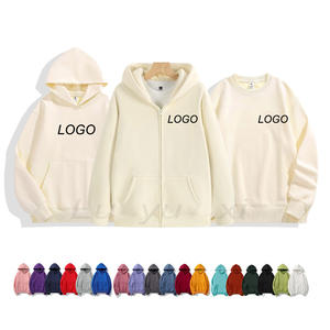 Sweat-shirt à capuche zippé en gros, lourd, personnalisé avec logo, ensemble de jogging à capuche, coton surdimensionné, sweat-shirt pour homme - Product Image 1