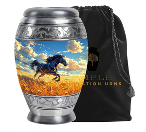 Urna de cremación de aluminio hecha a mano Acabado recubierto de Meena en grande (220 pulgadas cúbicas) Recuerdo (3 pulgadas cúbicas) Tamaños Urnas de cremación personalizadas - Product Image 1