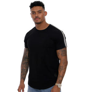 T-shirt uni en jersey de coton épais T-shirt à manches courtes et à manches longues avec broderie de logo personnalisé pour hommes - Product Image 3