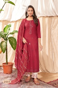 Tenue traditionnelle indienne, look exclusif, Kurti avec pantalon et dupatta pour femmes, vêtements de plein air et de soirée - Product Image 6