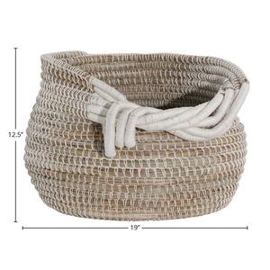 Panier en macramé de style vintage avec un design noué pour le rangement à domicile, décoration, salon, chambre à coucher, organisateur d'objets essentiels quotidiens - Product Image 6