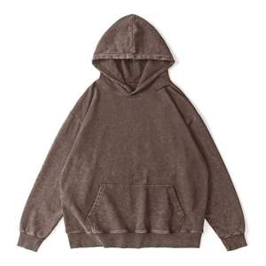 Sudadera con capucha extragrande lavada Vintage precio barato al por mayor 400 GSM ropa de calle de peso pesado sudadera holgada con hombros caídos para hombres - Product Image 1