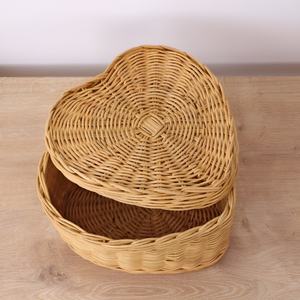Hermosas cajas de regalo de ratán natural tejidas a mano, embalaje para regalos florales, caja de mimbre con tapa en forma de corazón más económica - Product Image 2